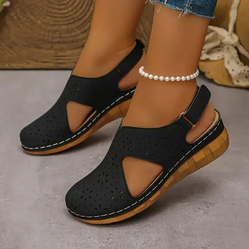 Platform sandals with cutouts