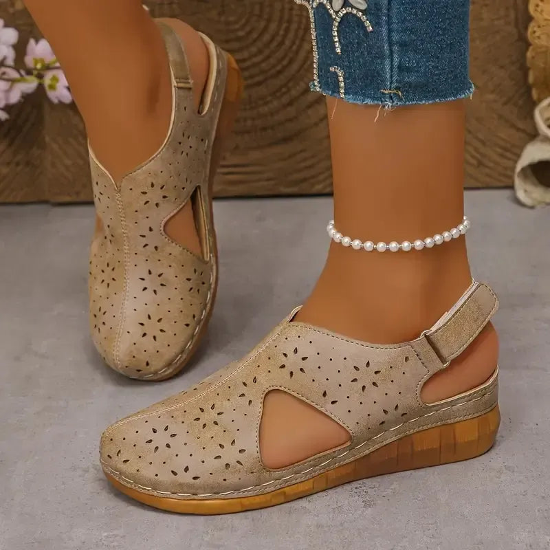 Platform sandals with cutouts