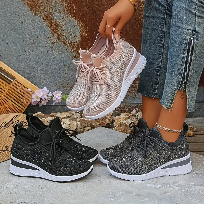 Women thick soles rhinestones shoes