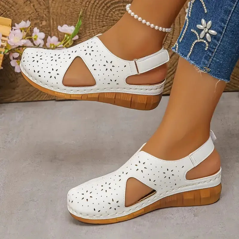 Platform sandals with cutouts
