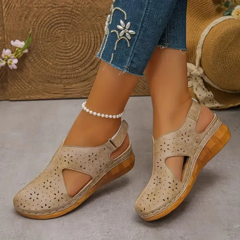 Platform sandals with cutouts
