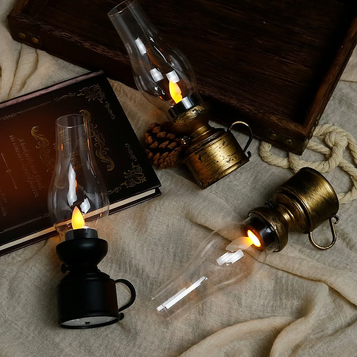 ✨🕯️LED Vintage Kerosene Lamp Electronic Swing Candle 9