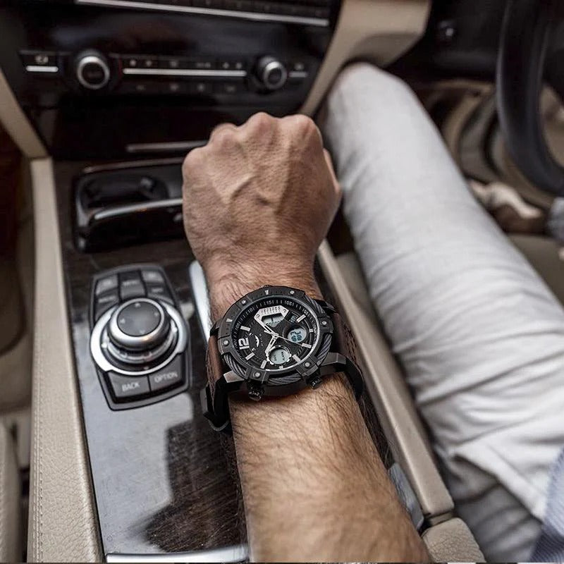 Multifunctional Dual Display 3ATM Waterproof Men's Quartz Sports Watch