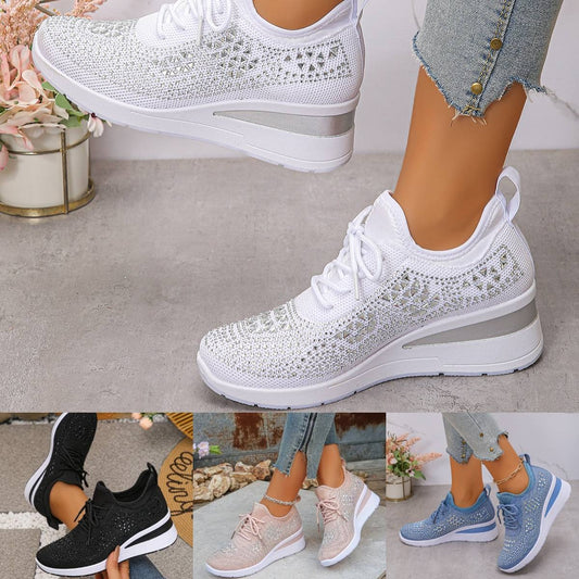 Women thick soles rhinestones shoes