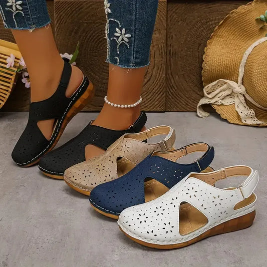 Platform sandals with cutouts