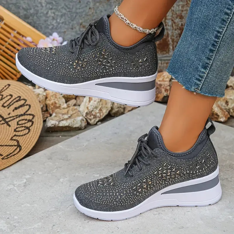 Women thick soles rhinestones shoes