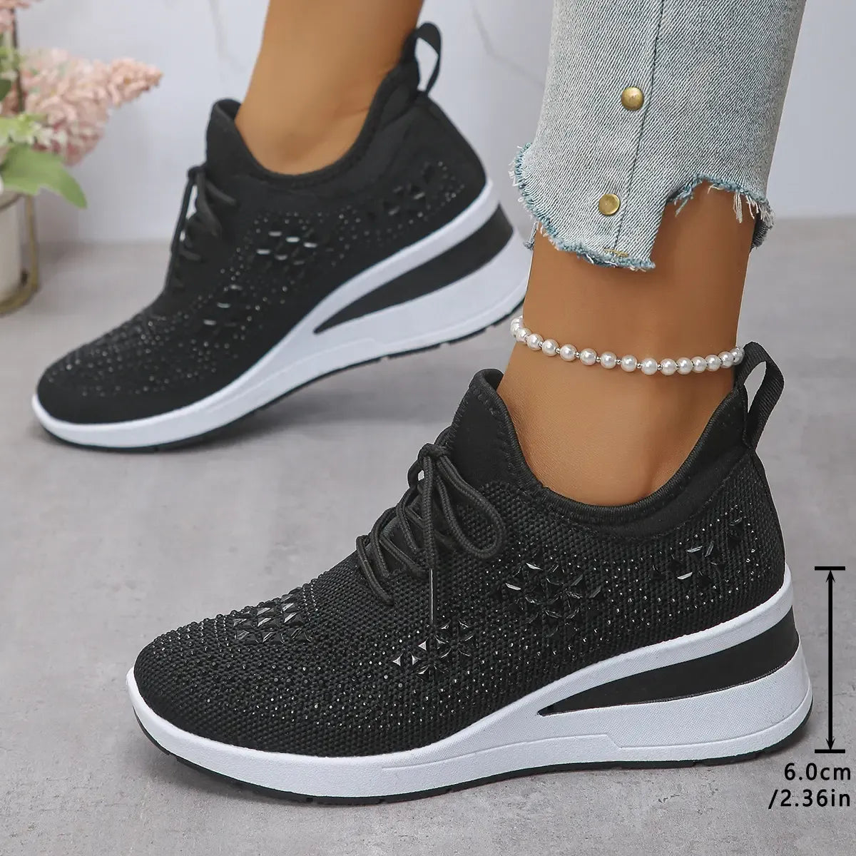 Women thick soles rhinestones shoes