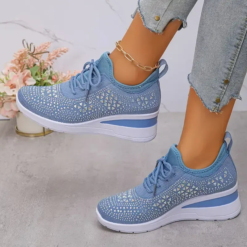 Women thick soles rhinestones shoes