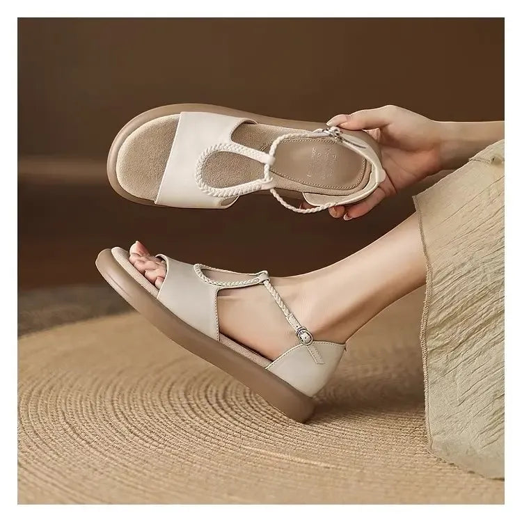 Women's casual flat sandals with soft soles