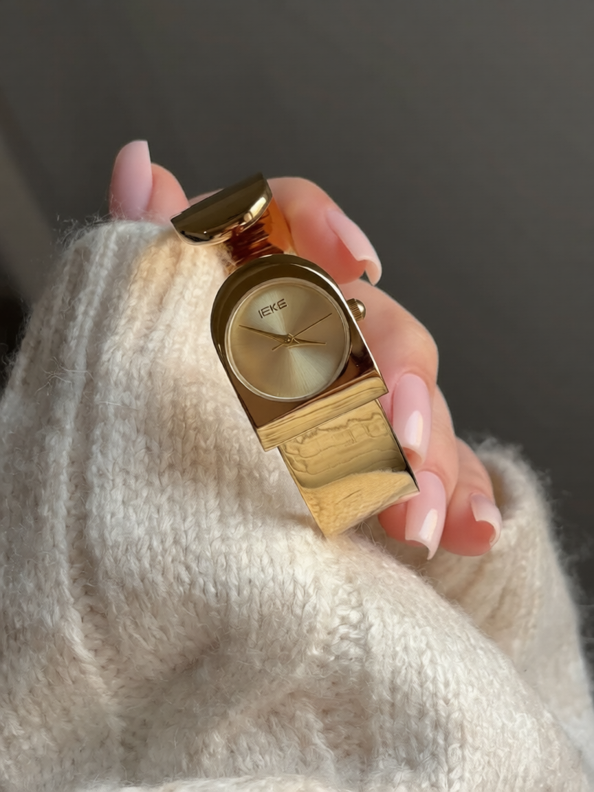 IEKKE Gold Cuff Watch